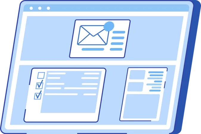 웹사이트에 비즈니스 메일 및 체크리스트 제공  일러스트레이션