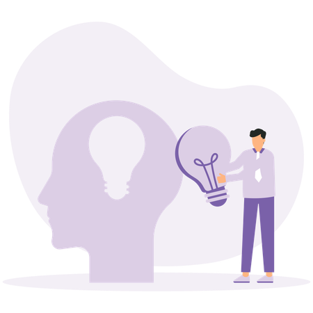 Business man a suit holding a light bulb  Illustration