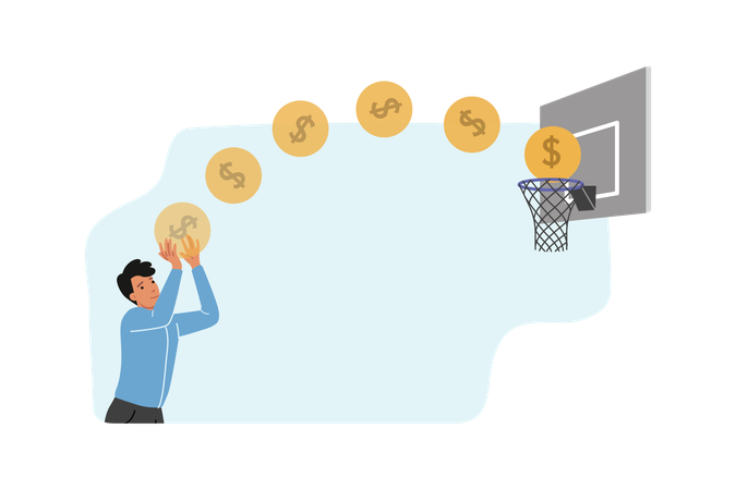Business man achieving financial goal  Illustration