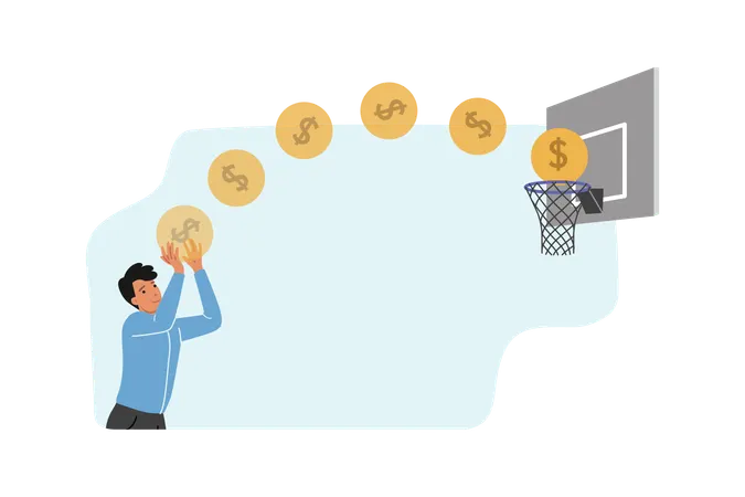 Business man achieving financial goal  Illustration