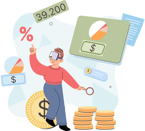 Business man analyzing wealth investment  Illustration