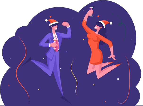 Business man and woman dancing in Christmas party Illustration