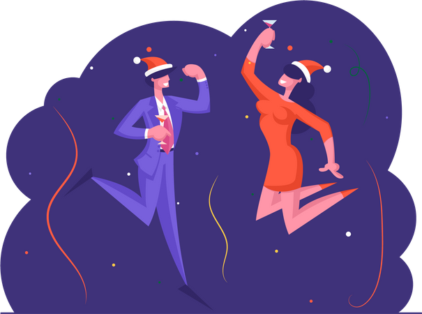 Business man and woman dancing in Christmas party  Illustration