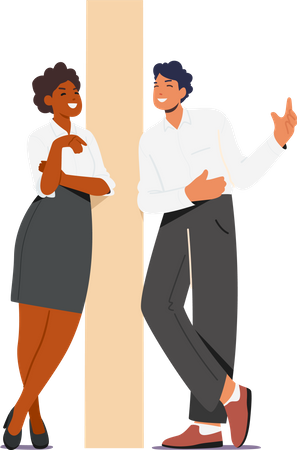 Business Man and Woman Discuss Colleague At Workplace In Office  Illustration