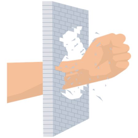 Business man breaking through wall  Illustration