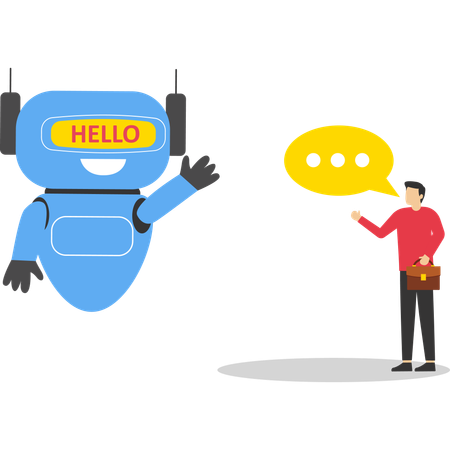 Business man chatting with AI robot  Illustration