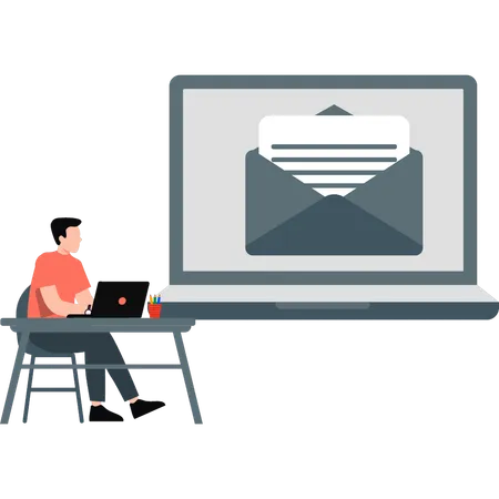 Business man checking Email  Illustration