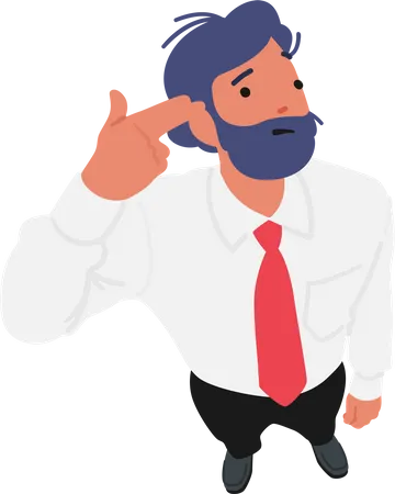 Business Man Committing Suicide With Finger Gun Gesture  Illustration