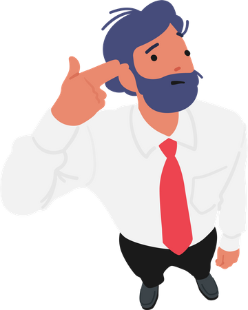 Business Man Committing Suicide With Finger Gun Gesture  Illustration