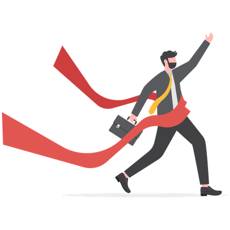 Business man crossing finishing line  Illustration