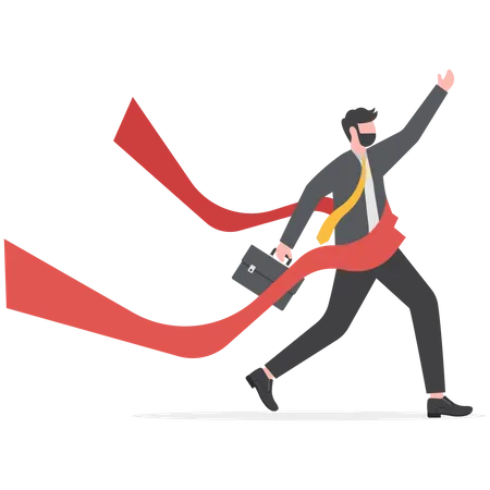 Business man crossing finishing line  Illustration