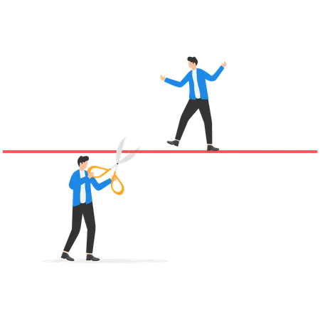 Business man cutting rope  Illustration