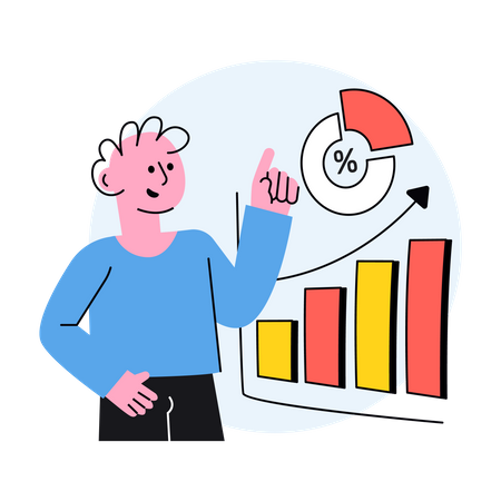 Business man doing business analytics using artificial intelligence  Illustration