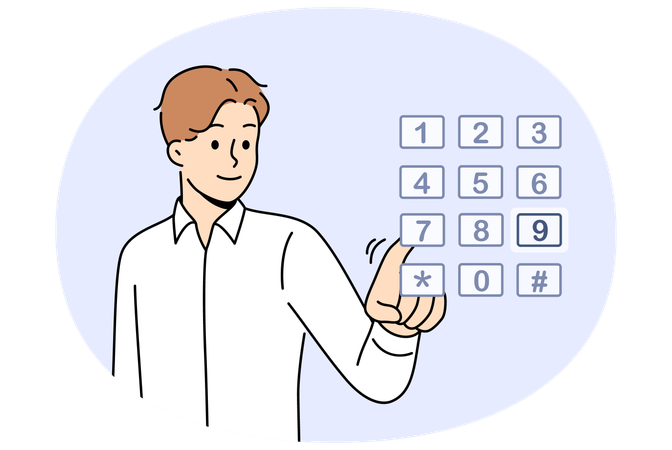 Business man enters password  Illustration