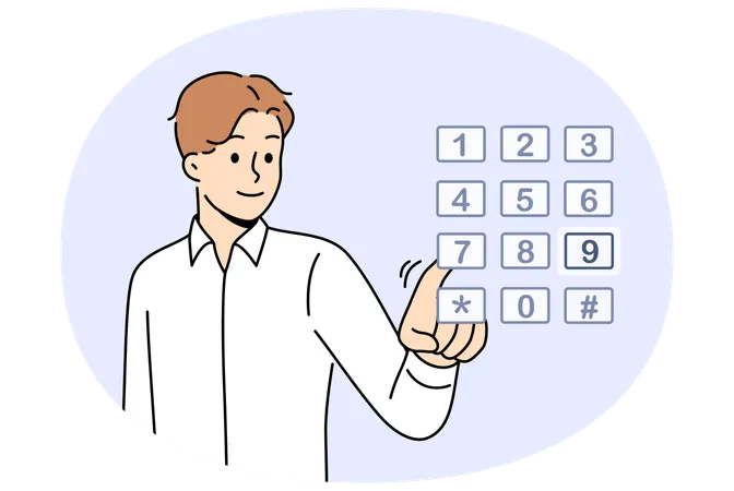 Business man enters password  Illustration