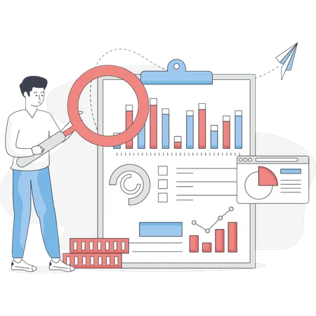 Business man finding financial solutions  Illustration