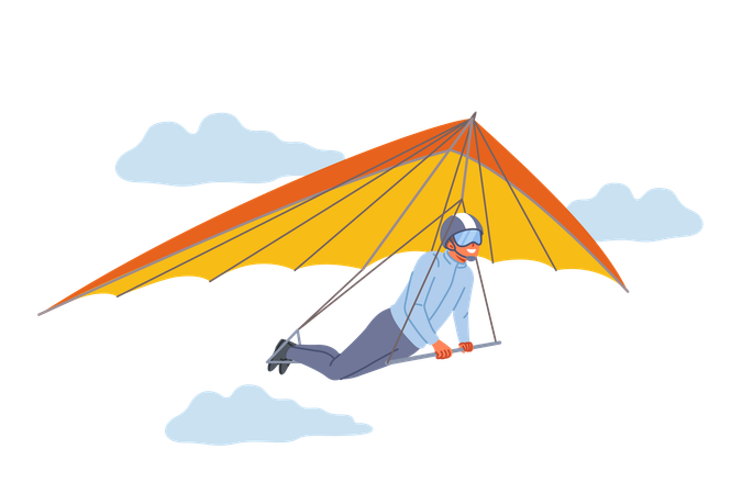 Business man flies on hang glider in search of new opportunities for developing company  Illustration