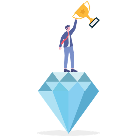 Business man getting diamond trophy  Illustration