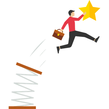 Reach For Success Advantage Of Business Tools To Achieve Goals Or Targets Career Advancement Or Development Growth And Achievement Concept Business Man Getting Up Flat Vector Illustration Illustration