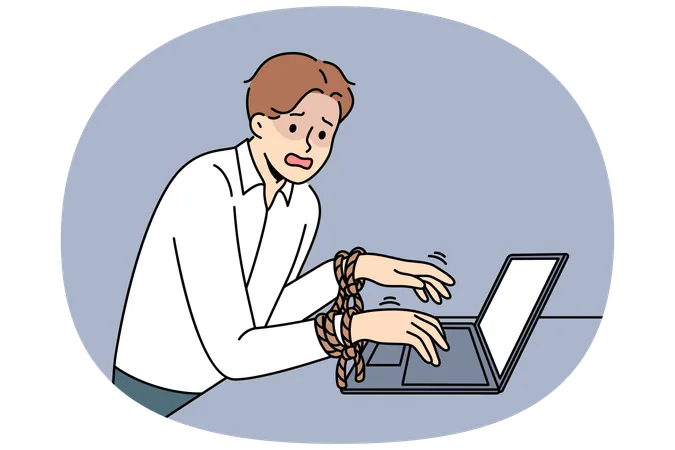 ビジネスマンは仕事の奴隷に陥った  イラスト