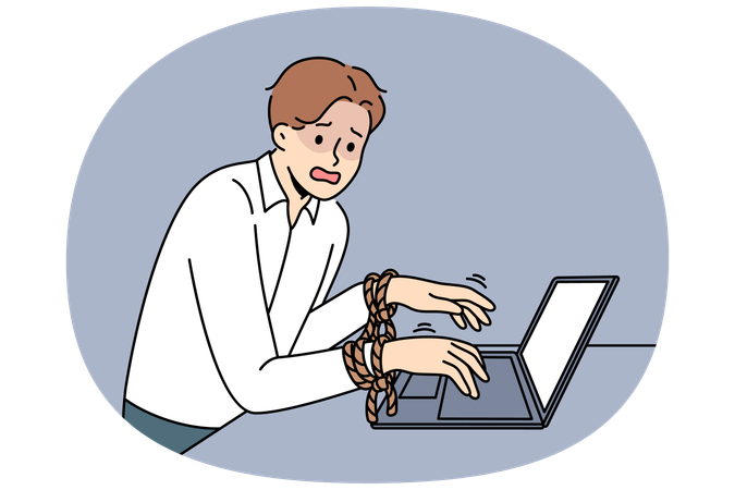 Business man has fallen into slavery from work  Illustration