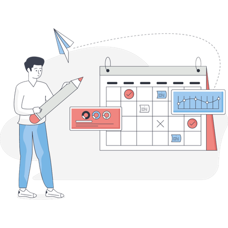 Business man is making time table  Illustration