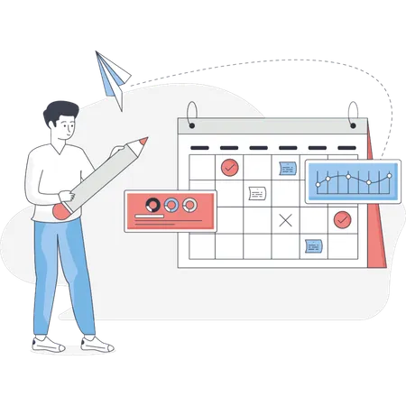Business man is making time table  Illustration