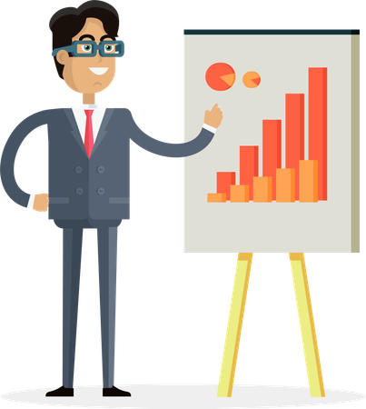 Business Man Making  Presentation  Illustration