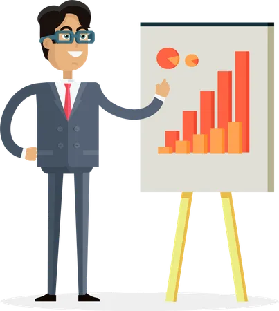 Business Man Making  Presentation  Illustration