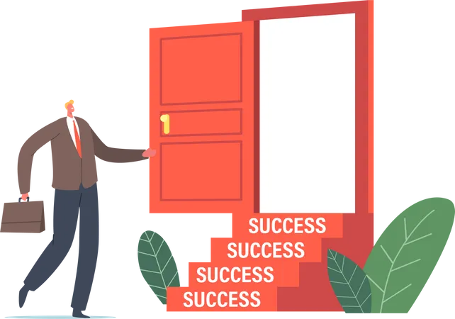 Business Man on Stairs to Success Illustration