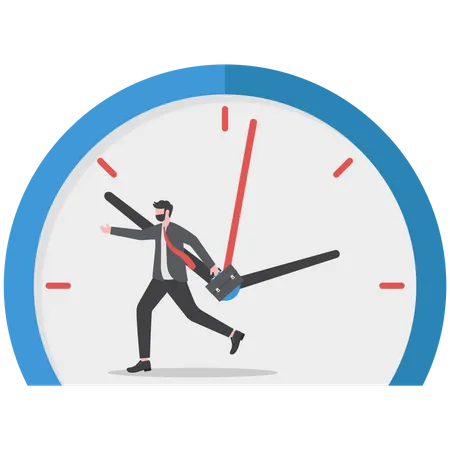 Business man running against the deadline clock  Illustration