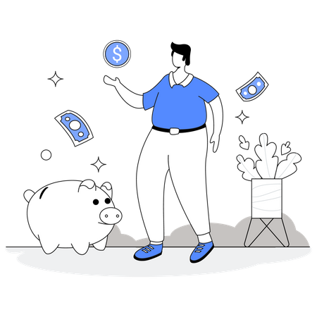 Business man savings money  Illustration