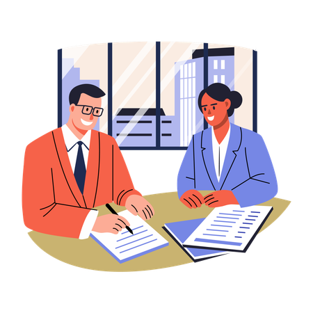 Business man Signing Contract  Illustration