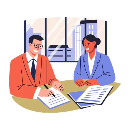 Business man Signing Contract  Illustration