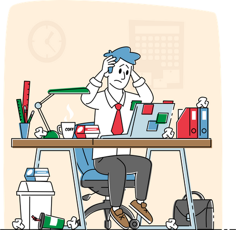 Business Man Stress and Frustration Illustration