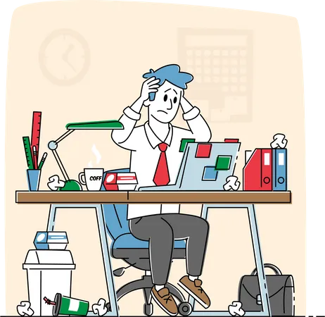 Business Man Stress and Frustration Illustration