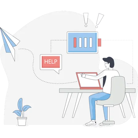 Business man  telling professional burnout  Illustration