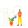 illustration for business man watering