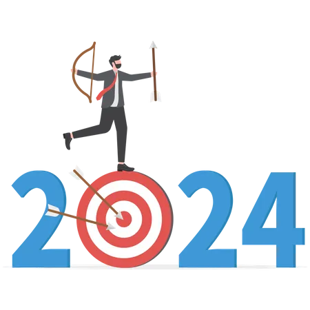 Business Man With Big Goals For 2024 Concept Opportunity Planning And Management Illustration