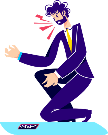 Business man with broken smartphone Illustration