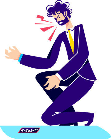 Business man with broken smartphone  Illustration