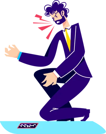 Business man with broken smartphone  Illustration