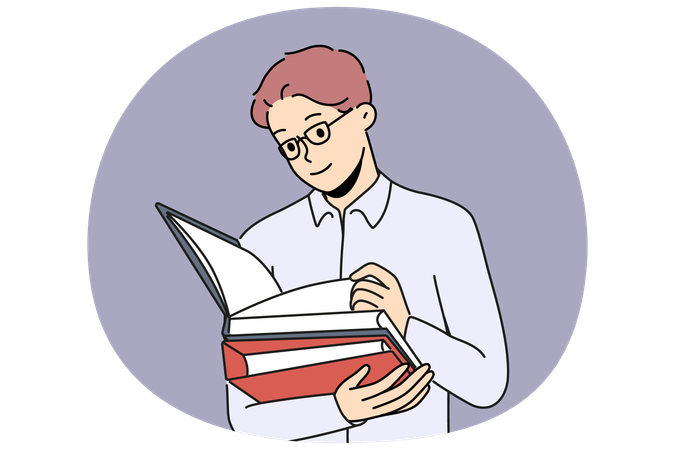 Business man with folders for documents works as lawyer in large corporation or company  Illustration