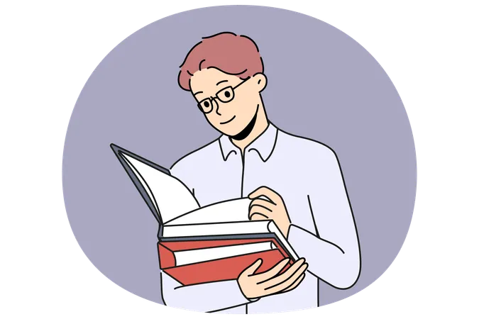 Business man with folders for documents works as lawyer in large corporation or company  Illustration