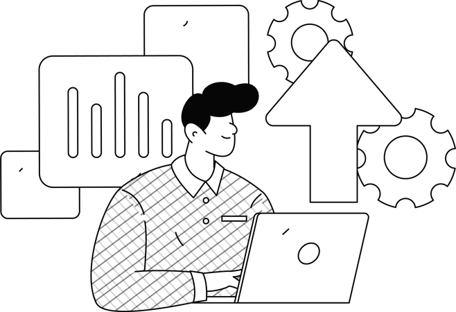 Business man working on task  Illustration