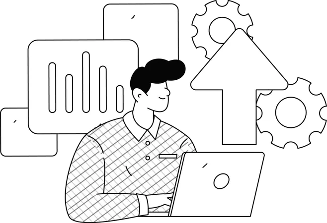 Business man working on task  Illustration