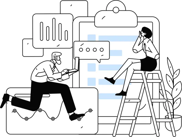 Business man working on task  Illustration
