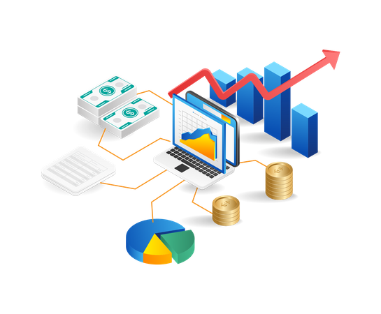 Business management analysis control  Illustration