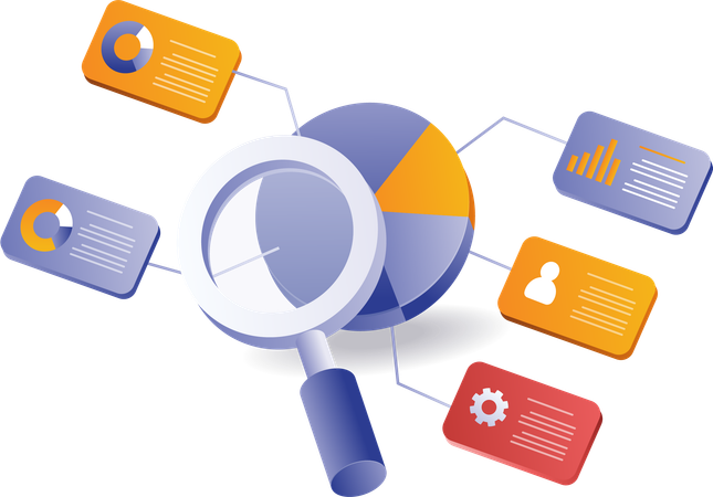 Business management analyst data percentage distribution  Illustration