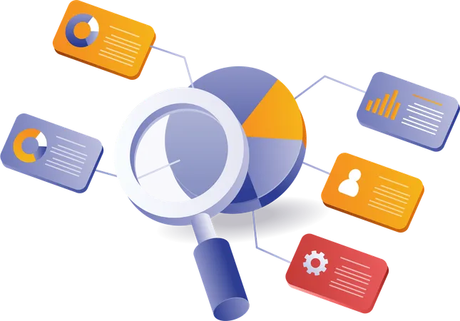 Business management analyst data percentage distribution  Illustration